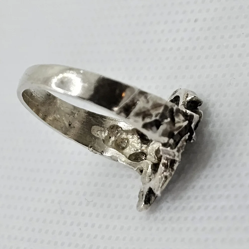 Rare Vintage Brutalist Sterling Silver Ring Size 7!